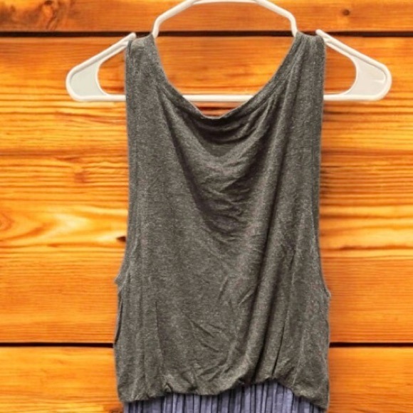 LOFT Gray and Blue Midi Dress XL stretchy pit to pit 18in length 50in - Picture 6 of 6